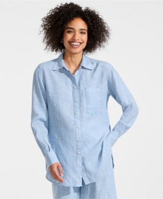 Women's Linen Oversized Button Front Shirt