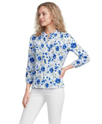 Women's Lightweight Jersey Button Pintuck Top