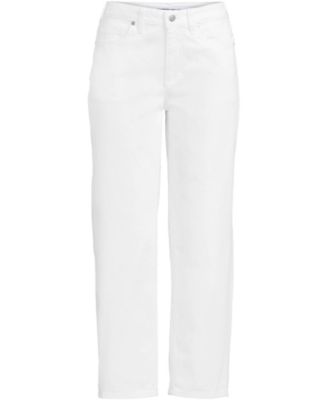 Women's Soft Denim Mid Rise Relaxed Straight Crop Jeans