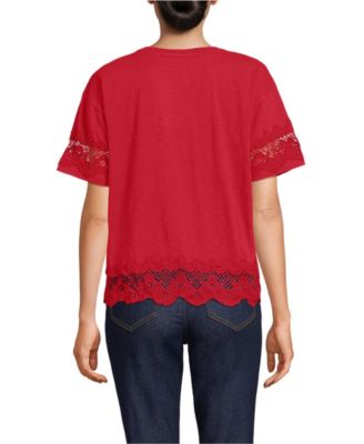 Women's Short Sleeve Slub Jersey Cutwork T-Shirt