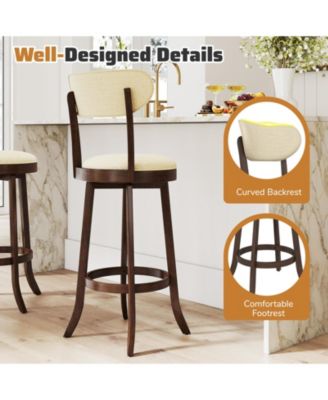 30.5'' Bar Height Chairs Set of 2 Swivel High Barstool w/ Padded Seat and Backrest