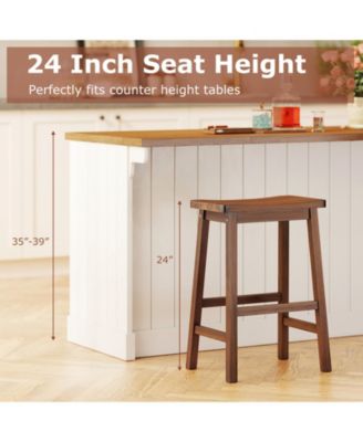 Saddle-Seat Counter Height Stools Set of 4 Backless Barstools w/ Curved Seat