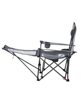 4-Position Reclining Portable Folding Camping Chair with Headrest