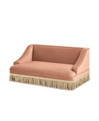 Zeus and Ruta Princess Style Pet Bed Sofa Medium Size With Fringe Skirt Performance Velvet