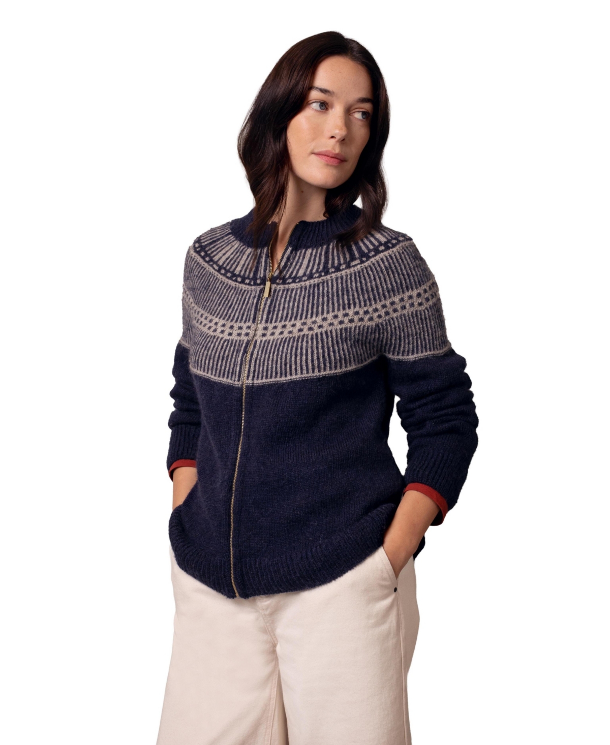 Celtic & Co. Women's British Wool Yoke Stitch Cardigan