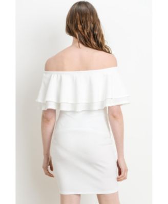 Maternity Off-the-Shoulder Bodycon Ruched Mini Dress