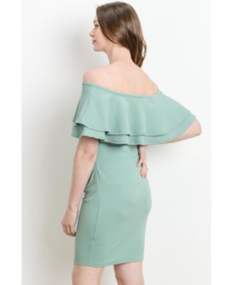 Maternity Off-the-Shoulder Bodycon Ruched Mini Dress