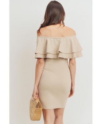 Maternity Off-the-Shoulder Bodycon Ruched Mini Dress