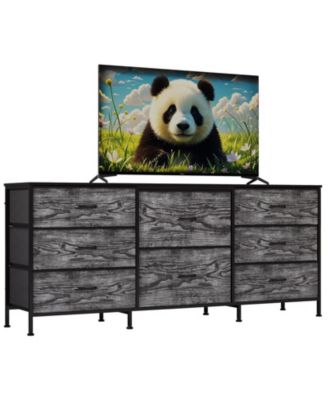 63" TV Stand Dresser with 8 Fabric Drawers for TVs up to 75", Storage Organizer with Wooden Top and Metal Frame