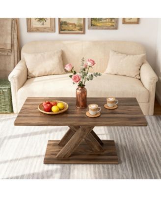  Rectangular Coffee Table Stable Wood Frame