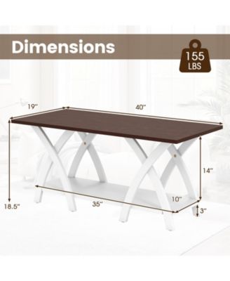 Walnut Farmhouse Coffee Table 2 Tier Storage Shelf