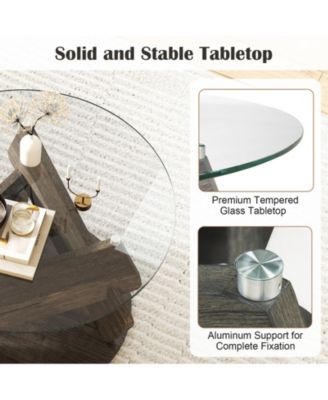 Round Glass Coffee Table Modern Center Table