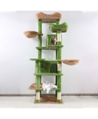 68" Cat Tree with Hammocks, Hanging Basket, Cat Cave and Scratching Posts, Plush Cat Tower for Indoor Cats