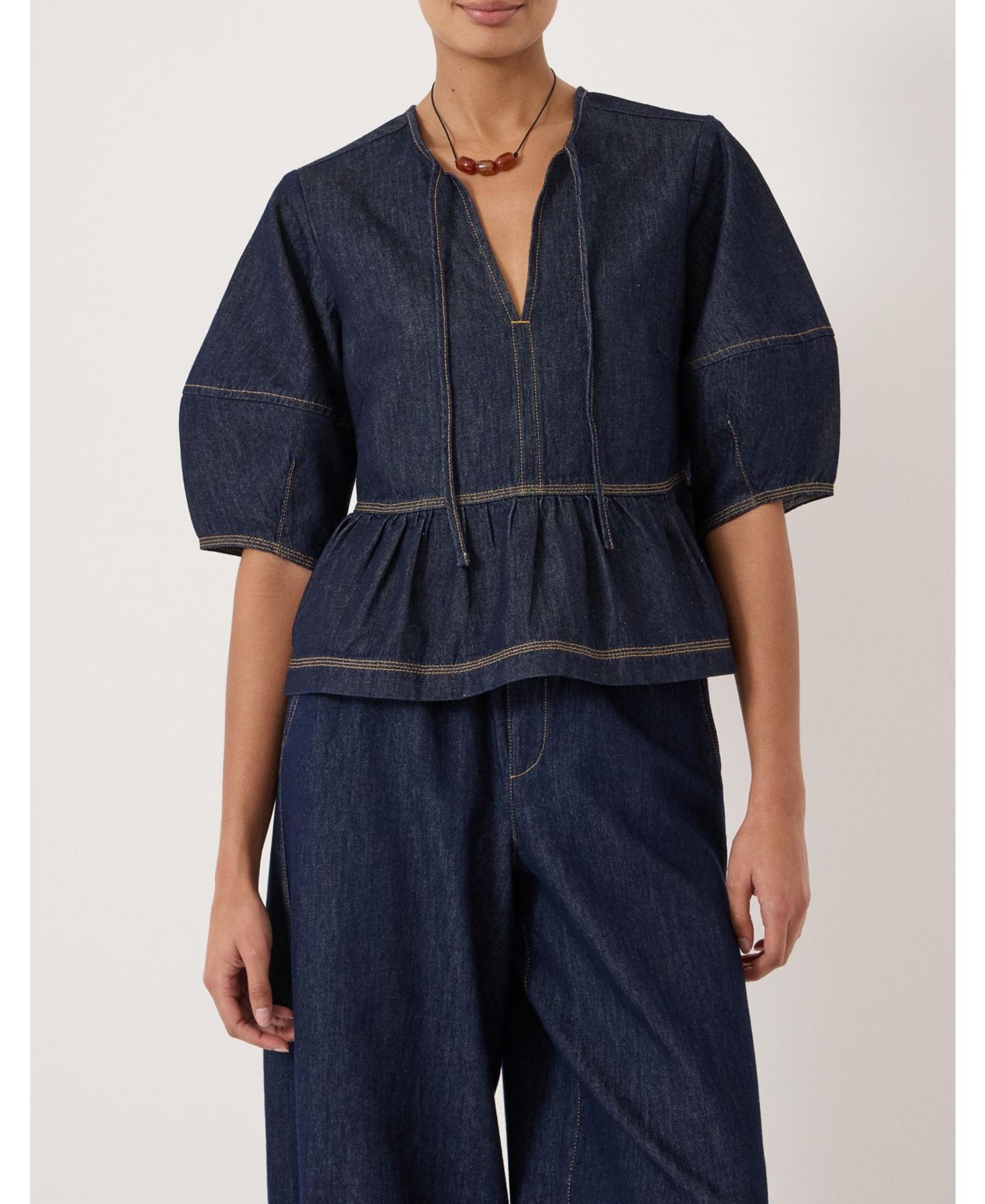 Женский топ Hush Betty Barrel Sleeve Denim, цвет: Варёный — фото 4