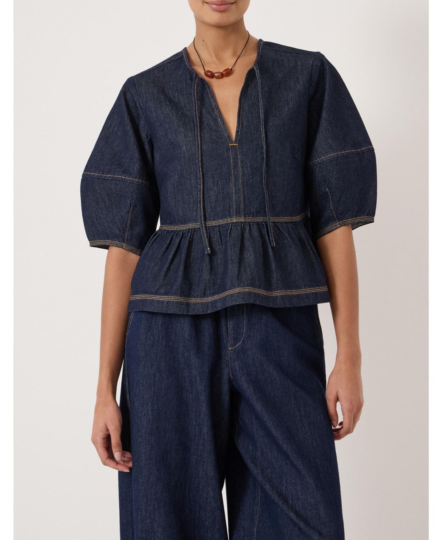 Women's Betty Barrel Sleeve Denim Top