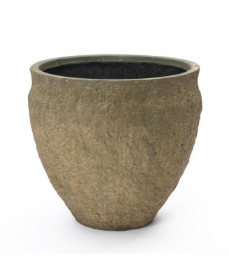  Dia Concrete Large Round Planter Pot, Rustic Textured Pot with Drainage Hole, Indoor Outdoor Plant Pot for Home Garden Patio