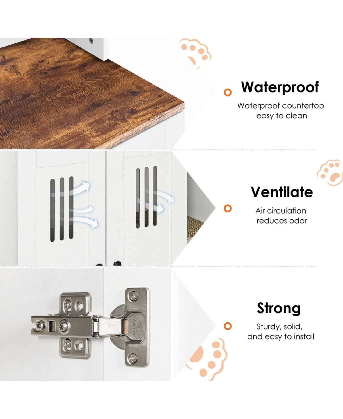 Zeus and Ruta Litter Box Enclosure for 2 Cats Hidden Cat Furniture Double Cabinet Side Table Wash Bathroom Storage