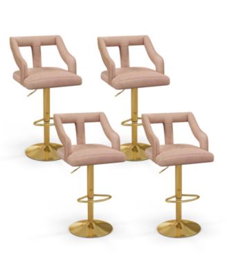 4 PCS Adjustable Swivel Bar Stool w/ Footrest 2-Layer Electroplated Metal Base