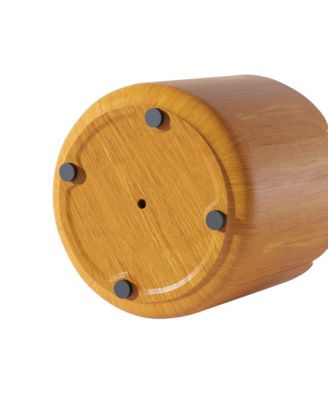 Round Outdoor Indoor Side Table, Modern Wood Grain Patio Garden Stool,No-Assembly Table for Patio, Garden, Backyard, Living Room