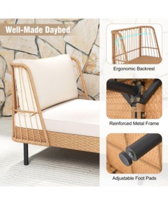 Boho Patio Wicker Daybed Loveseat with Cushions