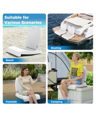 Foldable Pool Lounge Chair with Drainage Holes and Carry Handle