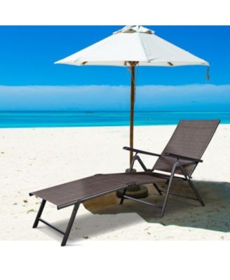5-Position Adjustable Patio Chaise Lounge with Stackable Folding Frame