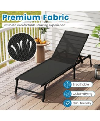 Foldable Patio Chaise Lounge Set of 2 with 5-Position Backrest