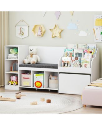 Kids Bookcase with Reading Nook Four in One Toy Organizer