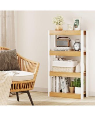 4-Tier Wooden Bookcase with Dual Anti-Tipping Kits