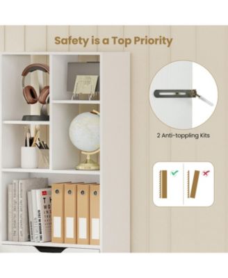 61-Inch Tall 8-Cube Bookcase with Drawer