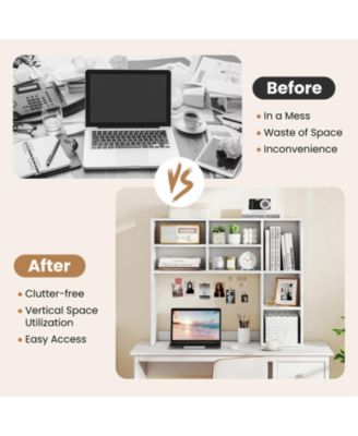 Desktop Bookshelf with 7 Cubbies and 3 Adjustable Shelves