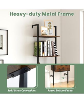 5-Tier Ladder Bookcase with Drawer and Metal Frame