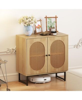 Rattan Door Buffet Cabinet with Adjustable Shelf