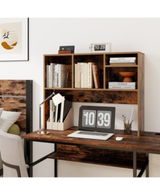 Desktop Bookcase with 4 Cubbies and Open Back Compartment