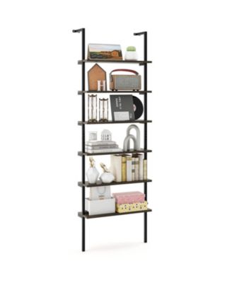 6-Tier Industrial Ladder Shelf Wall Mounted Bookshelf