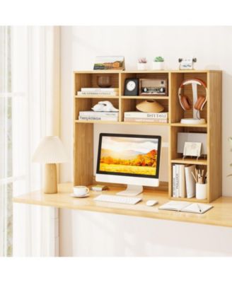 Desktop Bookshelf with 7 Cubbies and Adjustable Shelves