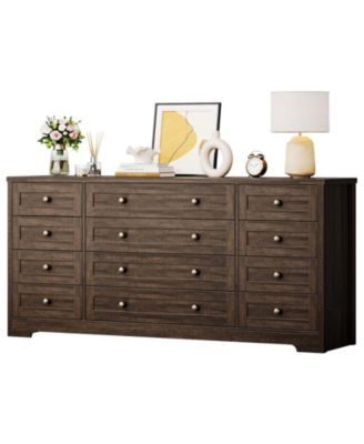 12 Drawer Wood Dressers for Bedroom, Wooden Dresser for Living Room, Hallway, Entryway