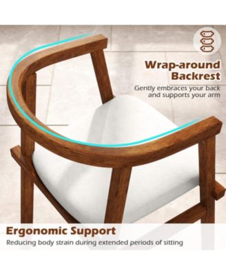 Solid Wood Dining Chairs Set of Two with Wrap Armrests