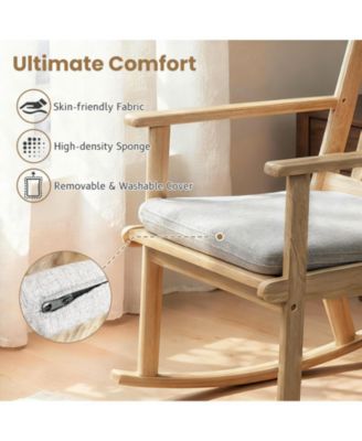  Rubber Wood Rocker Chair with Cushion