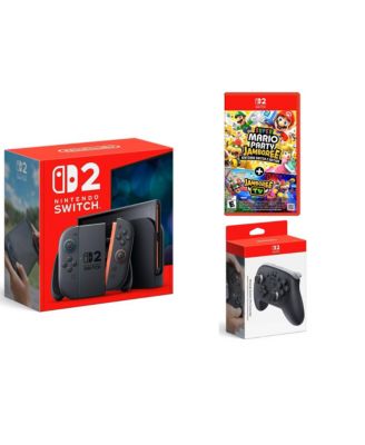 Switch 2 with a Pro Controller and Super Mario Party Jamboree