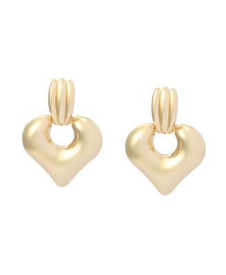 Gold Heart Doorknocker Earrings