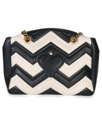 Black White Matelasse Medium GG Marmont Chain Tote