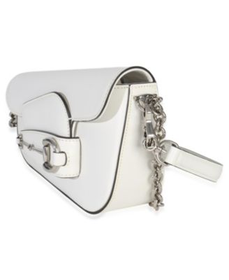 White Calfskin Mini Asymmetric Horsebit 1955 Shoulder Bag
