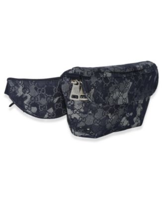 Navy GG Floral Canvas Belt Bag