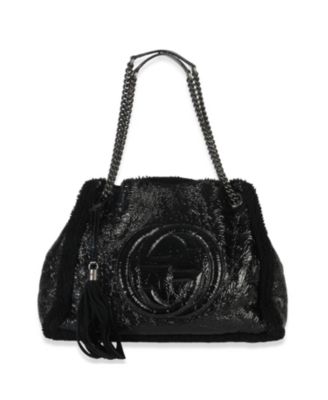 Black Patent Shearling Medium Soho Hobo