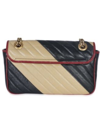 Black Beige Matelasse Calfskin Torchon Small Marmont Shoulder Bag