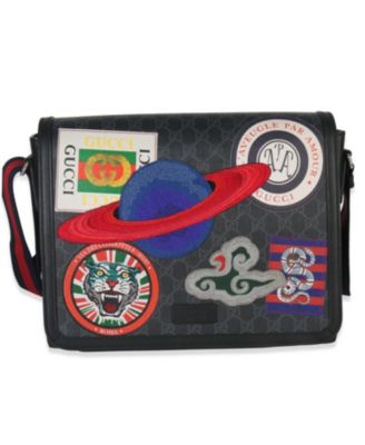 Black GG Supreme Canvas Night Courrier Flap Messenger Bag