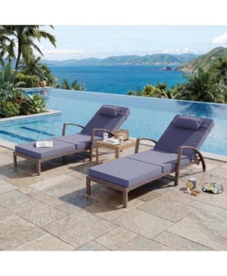 Set of 2 Patio Chaise Loungers, 5-Position Adjustable, All-Weather Rattan