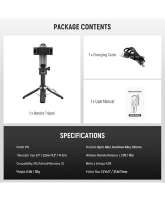 Lightweight Bluetooth Selfie Stick Tripod with 360° Phone Holder & Cold Shoe