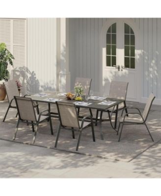 Set of 4 Textilene Stackable Outdoor Dining Chairs